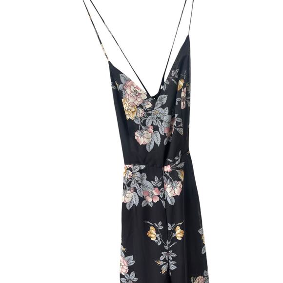 Lulus Shea Black Floral Print Jumpsuit Sleeveless Cross Back V Neck Medium - Picture 4 of 11